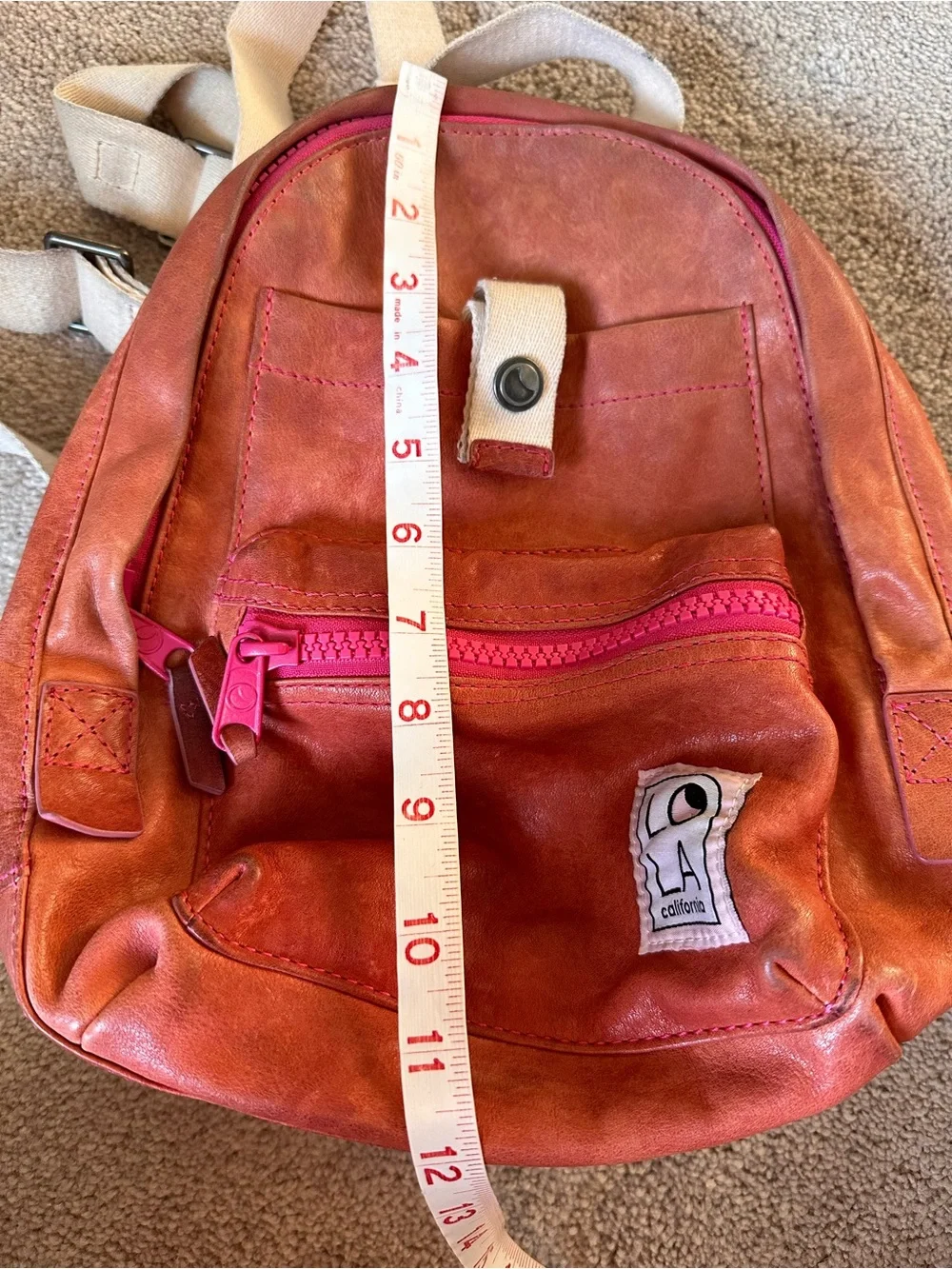 Women's Small Pink Leather Backpack